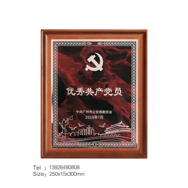 胡桃木獎牌-優秀黨員