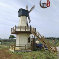 七彩景觀防腐木風車九江各種景觀原木風車廠家農莊風車可定制