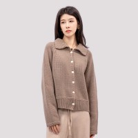 溫碧霞代言IRENENA服裝品牌全羊毛翻領(lǐng)毛衣長袖單排扣開衫