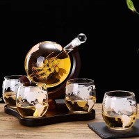 河間華企吹制玻璃地球儀醒酒器歐式創意玻璃酒瓶釀酒玻璃瓶包裝廠